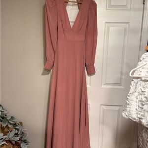Lulu's Dusty Rose Long Sleeve Dress